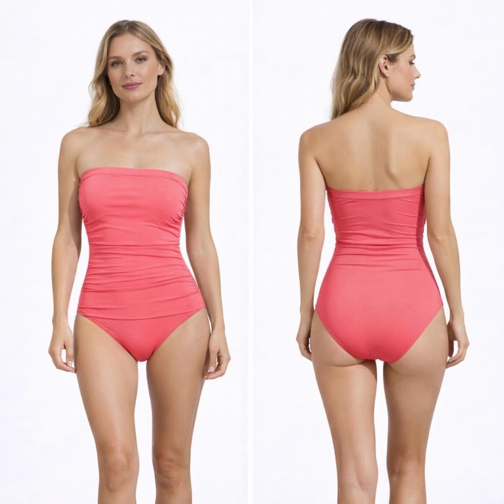 Tommy Bahama Coral Pink Orange Swimsuit One Piece 14 NWT $130